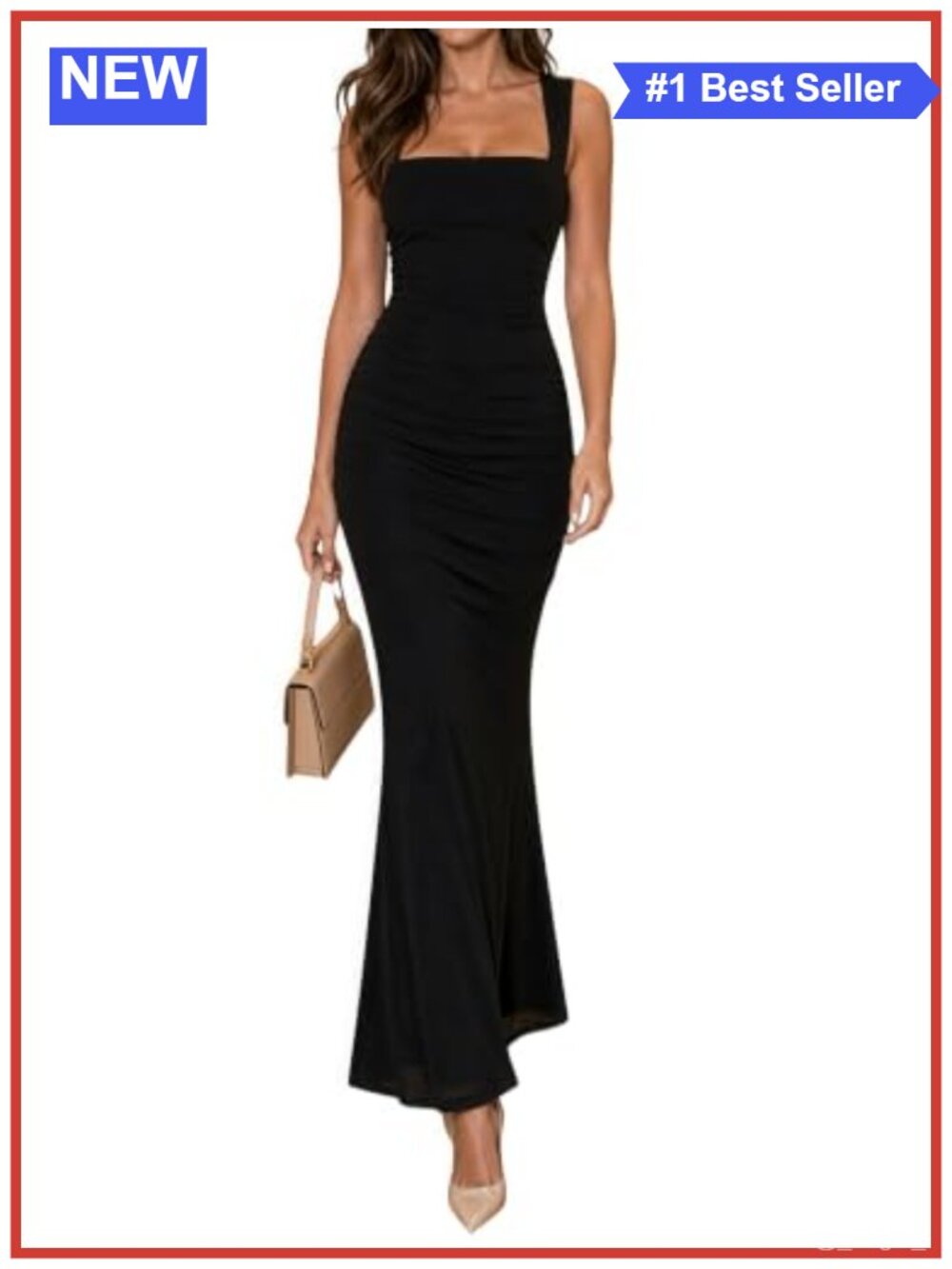 Sleeveless Square Neck Ruched Mesh Maxi Dress Wedding Guest Cocktail Party